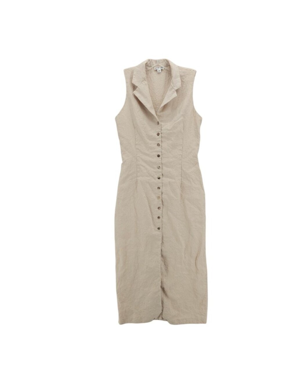 PRAIRIE ROSE Linen Maxi Shirt Dress Shirtdress Sleeveless Vintage Size 10